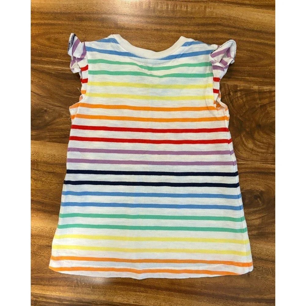 Three Primary Flutter Sleeve Tops, Lavender, Guava & Rainbow Stripe, Size 3T